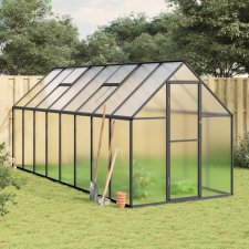 vidaXL antracitszürke alumínium melegház alapvázzal 445x169x195 cm kerti tárolás