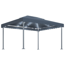 vidaXL antracitszürke alumíniumpavilon fényfüzérrel 400 x 300 cm kerti bútor