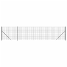vidaXL antracitszürke dróthálós kerítés illesztőperemmel 1,6x10 m (154324) kerti bútor