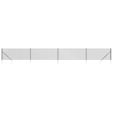 vidaXL antracitszürke drótkerítés cövekekkel 1,1 x 10 m (153970) építőanyag