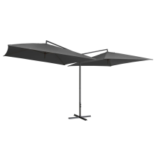 vidaXL antracitszürke dupla napernyő acélrúddal 250 x 250 cm (47322) kerti bútor