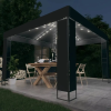 vidaXL antracitszürke dupla tetős pavilon LED fényfüzérrel 3 x 3 m
