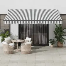 vidaXL antracitszürke és fehér kézzel kihúzható napellenző 400 x 300cm kerti bútor