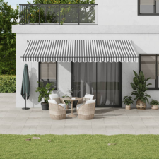 vidaXL antracitszürke-fehér LED-es kézi napellenző 500 x 350 cm kerti bútor