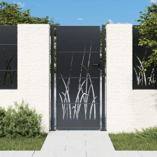 vidaXL antracitszürke fűmintás acél kertkapu 105 x 205 cm kerti bútor