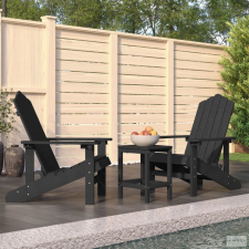 vidaXL antracitszürke HDPE kerti adirondack székek asztallal kerti bútor