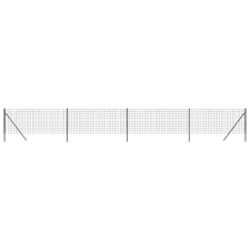 vidaXL antracitszürke horganyzott acél dróthálós kerítés 1x10 m (154209) építőanyag