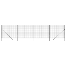 vidaXL antracitszürke horganyzott acél dróthálós kerítés 2,2x10 m (154231) építőanyag