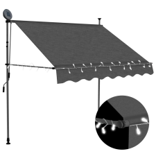 vidaXL antracitszürke kézzel kihúzható LED-es napellenző 150 cm kerti bútor