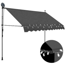 vidaXL antracitszürke kézzel kihúzható LED-es napellenző 300 cm kerti bútor