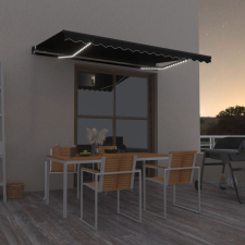 vidaXL antracitszürke kézzel kihúzható LED-es napellenző 450 x 350 cm kerti bútor
