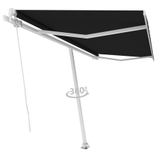 vidaXL antracitszürke kézzel kihúzható póznás napellenző 400 x 350 cm kerti bútor