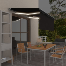 vidaXL antracitszürke kihúzható LED-es napellenző redőnnyel 3,5x2,5 m kerti bútor