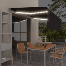 vidaXL antracitszürke kihúzható LED-es napellenző redőnnyel 4,5 x 3 m kerti bútor