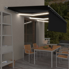vidaXL antracitszürke kihúzható LED-es napellenző redőnnyel 6 x 3 m kerti bútor