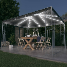 vidaXL antracitszürke pavilon LED fényfüzérrel 400 x 300 cm kerti bútor