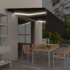 vidaXL antracitszürke redőnyös, LED-es, szélérzékelős napellenző 5x3 m kerti bútor