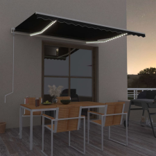 vidaXL Antracitszürke szélérzékelős és LED-es napellenző 450 x 350 cm kerti bútor
