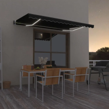 vidaXL Antracitszürke szélérzékelős és LED-es napellenző 450 x 350 cm kerti bútor