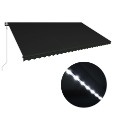 vidaXL antracitszürke szélérzékelős és LED-es napellenző 600 x 300 cm kerti bútor