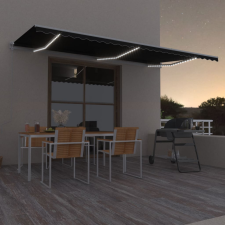 vidaXL antracitszürke szélérzékelős és LED-es napellenző 600 x 350 cm kerti bútor