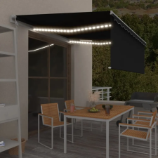 vidaXL Antracitszürke szélérzékelős, LED-es napellenző redőnnyel 4x3m (3069314) kerti bútor