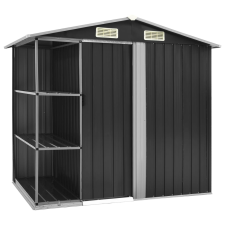 vidaXL antracitszürke vas kerti fészer állvánnyal 205 x 130 x 183 cm kerti tárolás