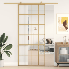 vidaXL aranyszínű átlátszó ESG üveg és alumínium tolóajtó 90 x 205 cm építőanyag