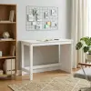 vidaXL Asztal Fehér 112 x 50 x 75 cm Tömör fenyőfa