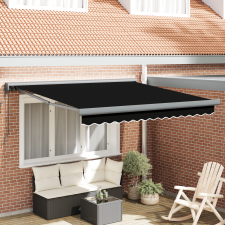 vidaXL Automatikus Behúzható Napellenző Fekete 350x250 cm kerti bútor
