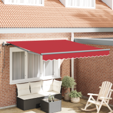 vidaXL Automatikus Behúzható Napellenző Piros 350x250 cm kerti bútor