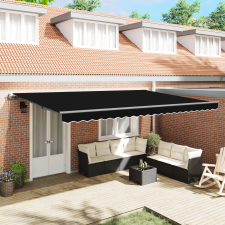 vidaXL Automatikus Behúzható Napernyő Fekete 500x300 cm kerti bútor