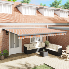vidaXL Automatikus Behúzható Napernyő Multicolor Csík 500x300 cm kerti bútor