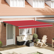 vidaXL Automatikus Behúzható Napernyő Piros 400x350 cm kerti bútor