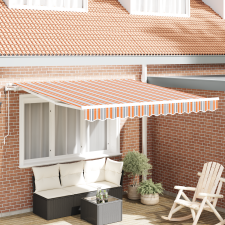 vidaXL Automatikus Behúzható Napernyő Többszínű Csík 350x250 cm kerti bútor