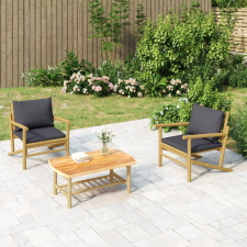 vidaXL bambusz kerti dohányzóasztal 90 x 55 x 37 cm kerti bútor