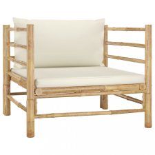 vidaXL Bambusz kerti kanapé krémfehér párnákkal kerti bútor