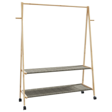 vidaXL bambusz ruhaállvány polcokkal és kerekekkel 132x45,5x155,5 cm bútor