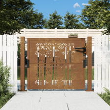 vidaXL bambuszmintás corten acél kerti kapu 105 x 105 cm kerti bútor
