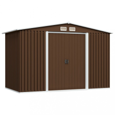 vidaXL Barna acél kerti fészer 257 x 205 x 178 cm kerti tárolás