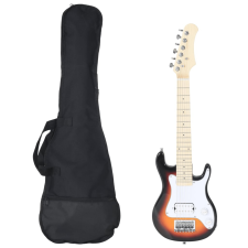 vidaXL barna és fehér elektromos gitár gyerekeknek puhatokkal 3/4 30" gitár és basszusgitár