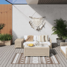 vidaXL barna és fehér megfordítható kültéri szőnyeg 80 x 150 cm lakástextília