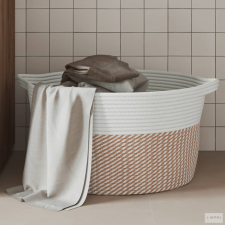 vidaXL Barna és fehér pamut tárolókosár Ø40 x 25 cm bútor