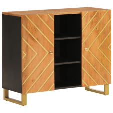 vidaXL barna és fekete tömör mangófa kisszekrény 90x33,5x75 cm (356811) bútor