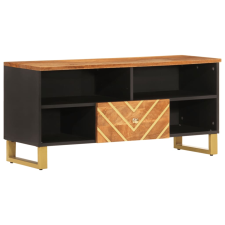 vidaXL barna és fekete tömör mangófa TV-szekrény 100x33,5x46 cm (356799) bútor