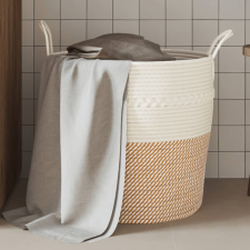 vidaXL barna-fehér pamut tárolókosár Ø43 x 38 cm bútor