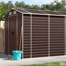 vidaXL Barna horganyzott acél kerti fészer 191 x 810 x 198 cm kerti tárolás