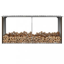 vidaXL Barna horganyzott acél kerti tűzifatároló 330 x 92 x 153 cm barkácsgép tartozék