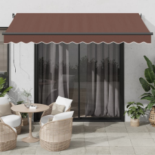 vidaXL barna kézzel kihúzható LED-es napellenző 350 x 250 cm kerti bútor