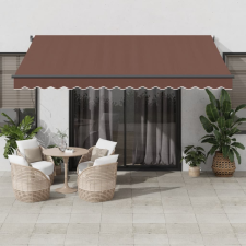 vidaXL barna kézzel kihúzható LED-es napellenző 400 x 300 cm kerti bútor